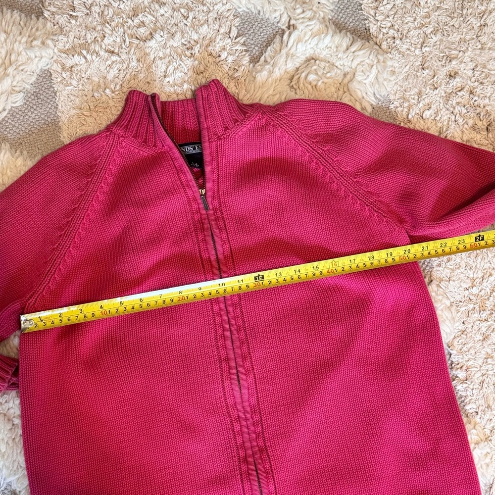 Lands’ End cotton Full Zip Sweater pink size large - Picture 8 of 8